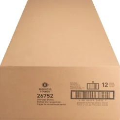 Business Source Light-Duty Storage Boxes With Lift-Off Lids, Letter Size, 12" x 24" x 10", White, Box Of 12