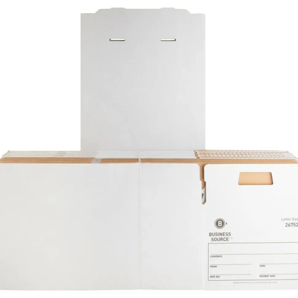 Business Source Light-Duty Storage Boxes With Lift-Off Lids, Letter Size, 12" x 24" x 10", White, Box Of 12