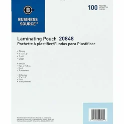 Business Source 5-mil Laminating Pouches, Clear, Box of 100