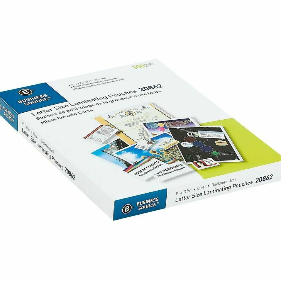 Business Source 5 mil Letter-size Laminating Pouches - Letter 8.50"x 11"x5 mil Thickness - 20862, 12/Pack