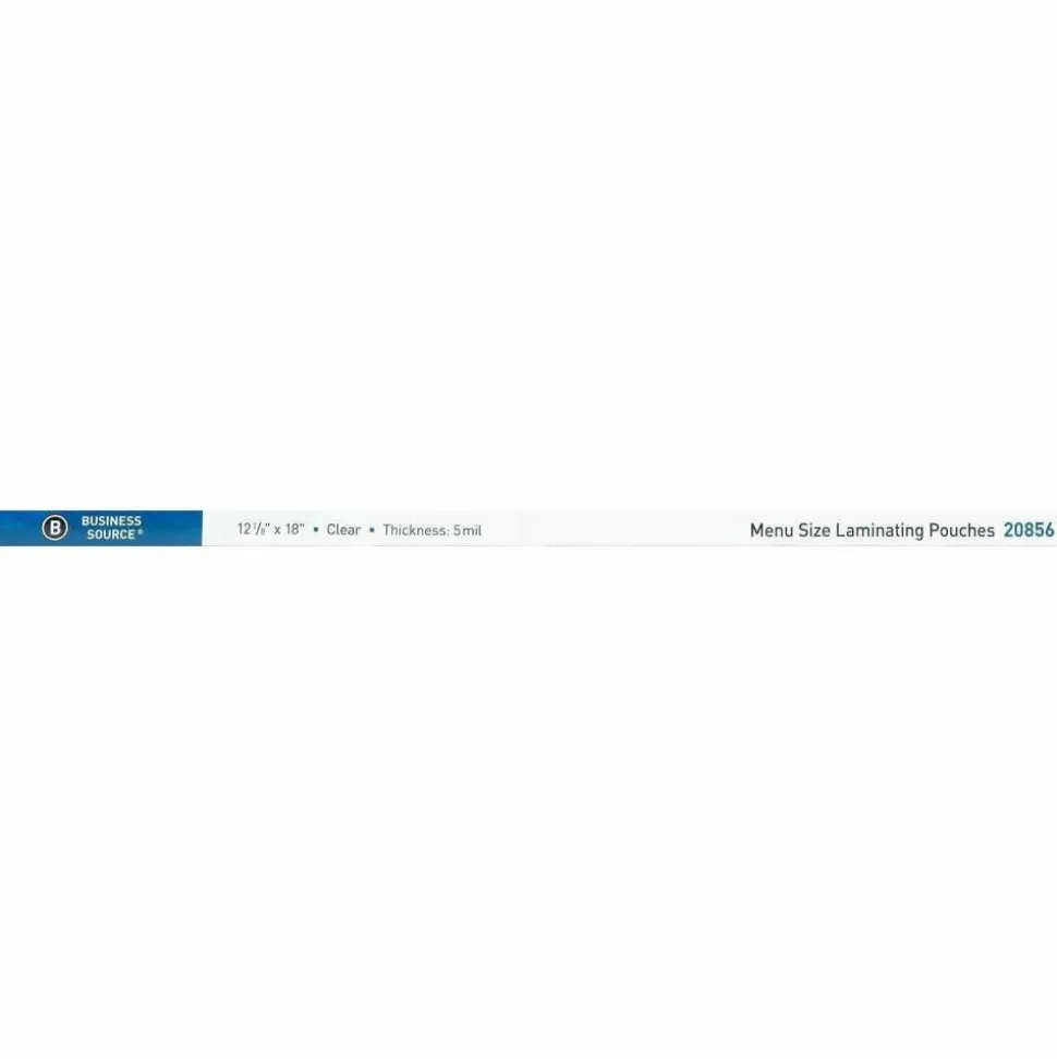 Business Source 5 mil Menu-size Laminating Pouches - 12.13"x 18"x5 mil Thickness - 20856, 12/Pack