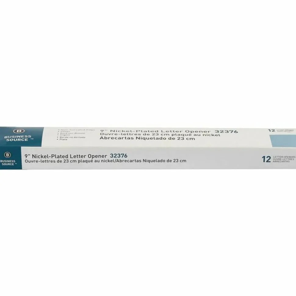 Business Source Nickel-Plated Letter Opener - 9" Length - Desktop - Silver - 1 Each