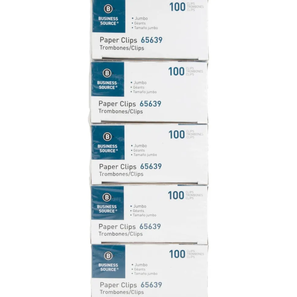 Business Source Paper Clips - Jumbo - 1000 / Pack - Silver - Steel