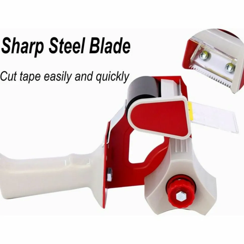 Business Source Pistol Grip Tape Dispenser - 3" Core - Adjustable Tension Mechanism - Red - 1 Each