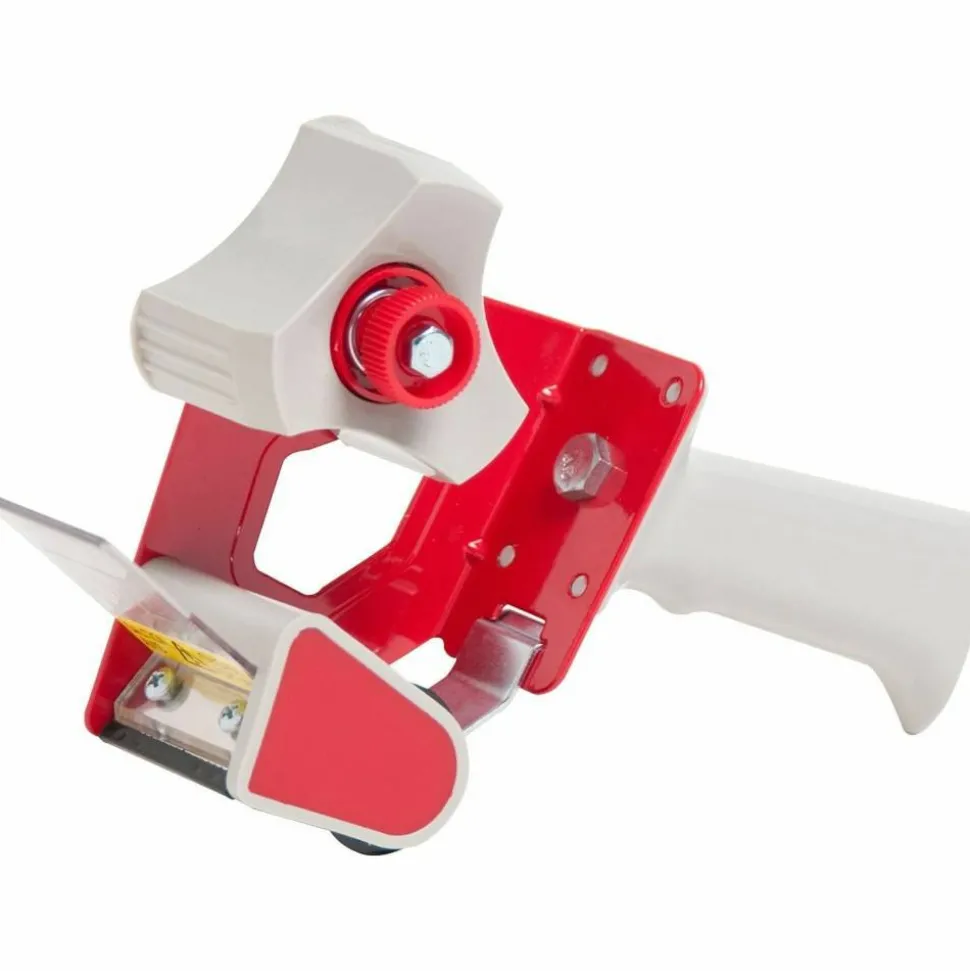 Business Source Pistol Grip Tape Dispenser - 3" Core - Adjustable Tension Mechanism - Red - 1 Each