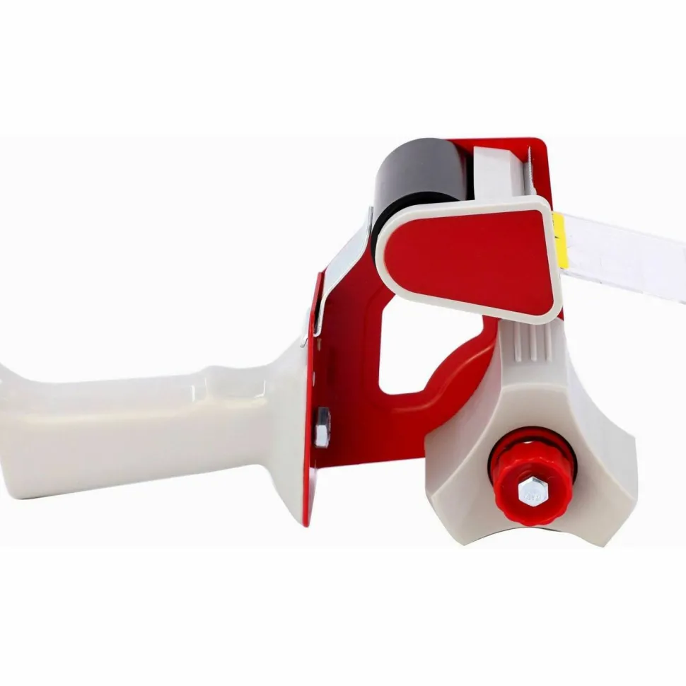 Business Source Pistol Grip Tape Dispenser - 3" Core - Adjustable Tension Mechanism - Red - 1 Each
