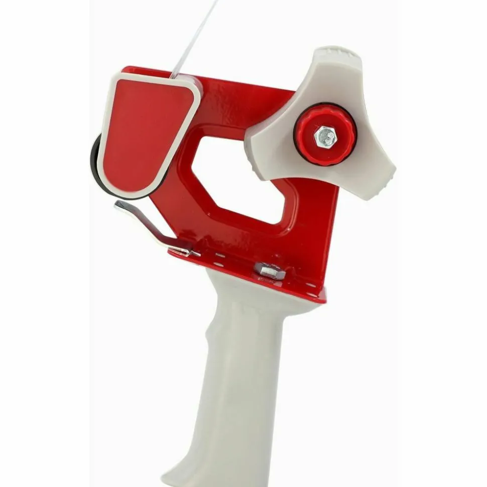 Business Source Pistol Grip Tape Dispenser - 3" Core - Adjustable Tension Mechanism - Red - 1 Each