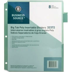 Business Source Pocket Index Dividers - 8 Print-on Tab(s) - 8.5" Dividerx 11" Divider - Letter - Plastic Divider - 32372