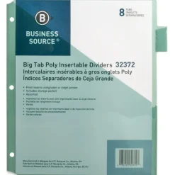 Business Source Pocket Index Dividers - 8 Print-on Tab(s) - 8.5" Dividerx 11" Divider - Letter - Plastic Divider - 32372