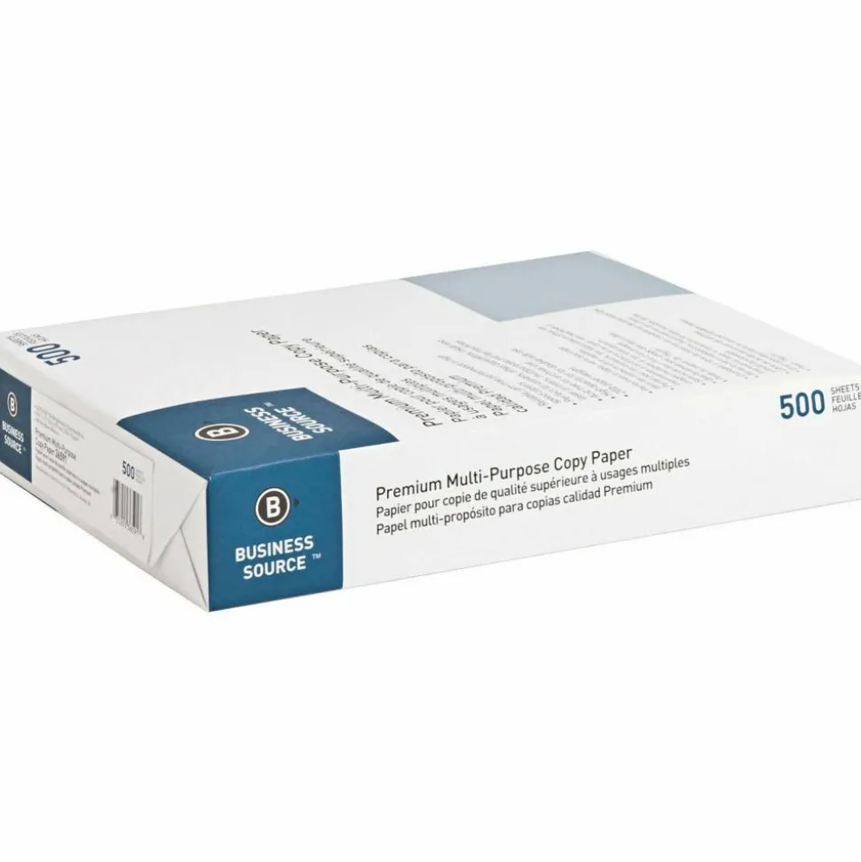 Business Source Premium Multi-Use Printer & Copy Paper, Letter (8.5" x 11"), 2500 Sheets Per Case, 20 Lb, 92 Brightness