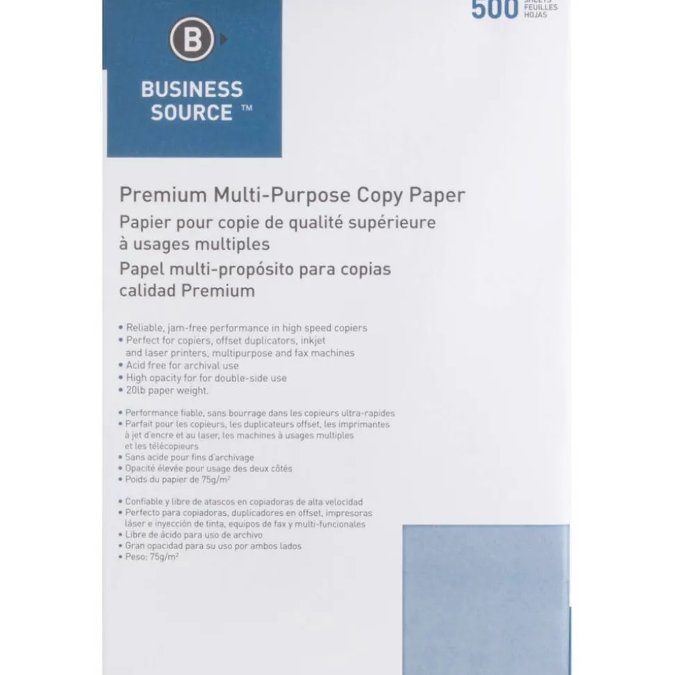 Business Source Premium Multi-Use Printer & Copy Paper, White, Ledger (11" x 17"), 2500 Sheets Per Case, 20 Lb, 92 Brightness
