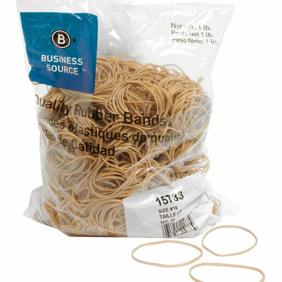 Business Source Quality Rubber Bands - Size: #16 - 2.5" Length x 0.1" Width - Sustainable - Rubber - Crepe - 1800 / Pack