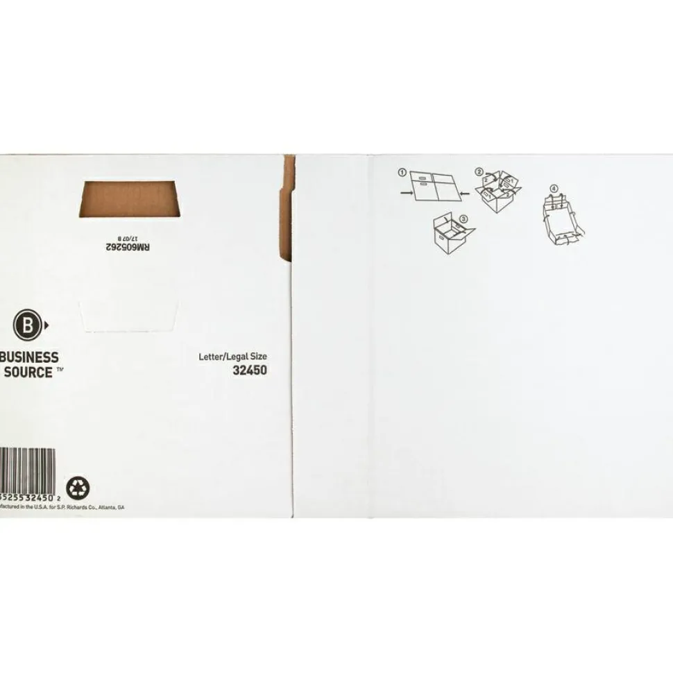 Business Source Quick Setup Medium-Duty Storage Box - External Dimensions: 12"x 15" Depth x 10" - Media Size Supported: Legal, Letter - 32450