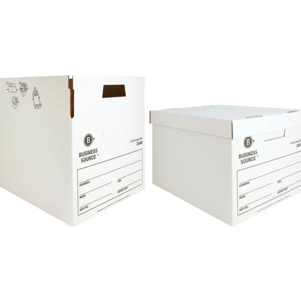 Business Source Quick Setup Medium-Duty Storage Box - External Dimensions: 12"x 15" Depth x 10" - Media Size Supported: Legal, Letter - 32450