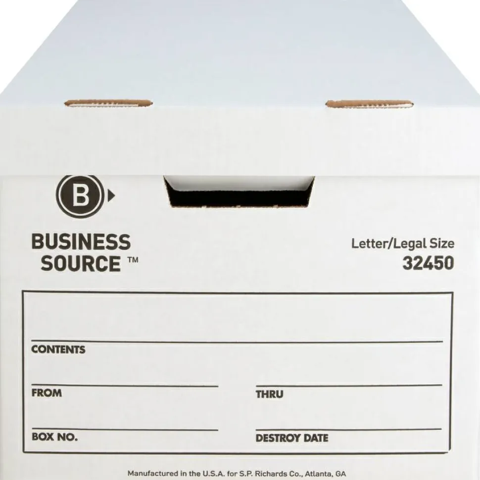 Business Source Quick Setup Medium-Duty Storage Box - External Dimensions: 12"x 15" Depth x 10" - Media Size Supported: Legal, Letter - 32450