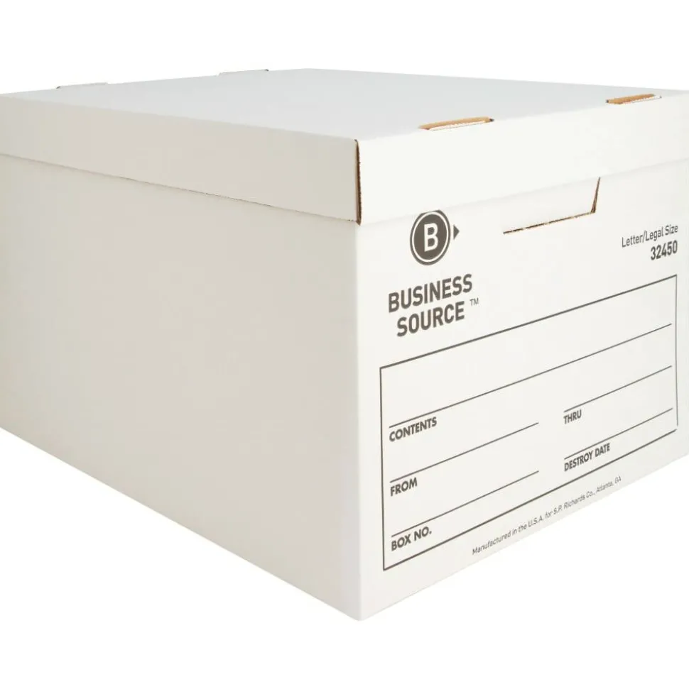 Business Source Quick Setup Medium-Duty Storage Box - External Dimensions: 12"x 15" Depth x 10" - Media Size Supported: Legal, Letter - 32450