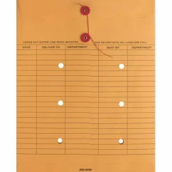 Business Source 2-sided Inter-Department Envelopes, 10" x 13", 28 Lb, Button & String, Kraft, Box Of 100