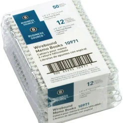 Business Source Side Wirebound Ruled Memo Book - 50 Sheet(s) - Wire Bound - 3" x 5" Sheet Size - White - 1 Dozen