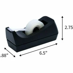 Business Source Standard Desktop Tape Dispenser - 1" Core - Non-skid Base - Plastic - Black - 1 Each