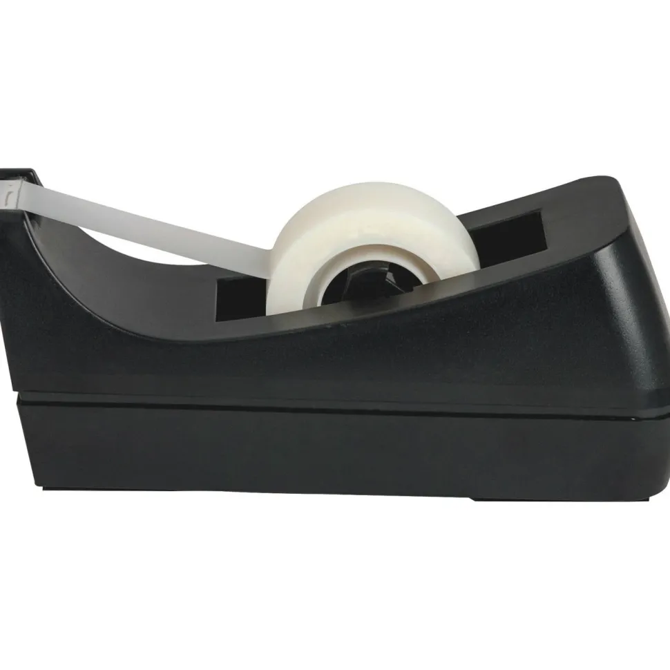 Business Source Standard Desktop Tape Dispenser - 1" Core - Non-skid Base - Plastic - Black - 1 Each