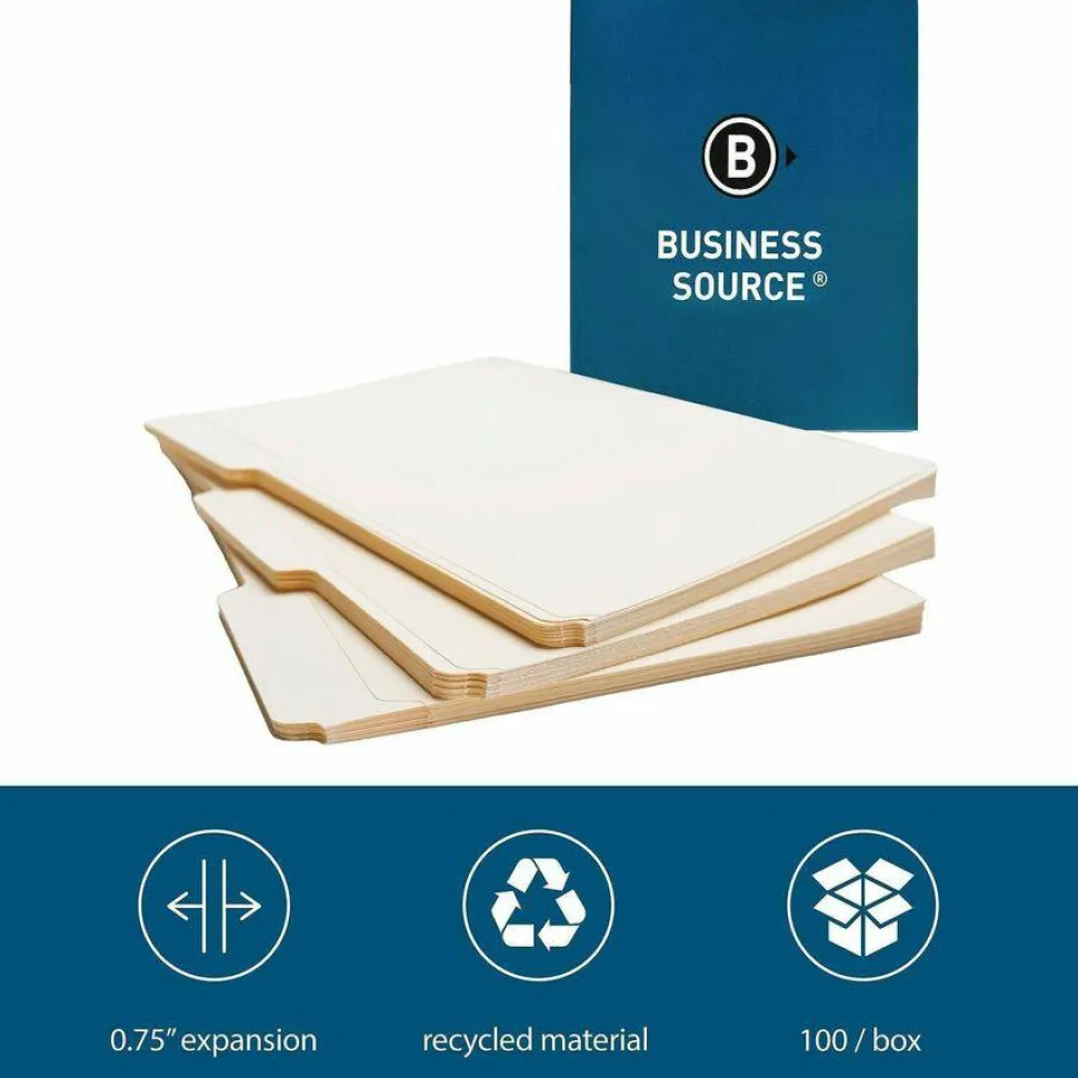 Business Source 1/3 Tab Cut Letter Recycled Top Tab File Folder