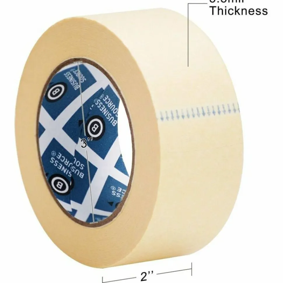 Business Source Utility-purpose Masking Tape - 60 yd x 2"- 3" Core - Tan - Crepe Paper Backing - - 16462PK