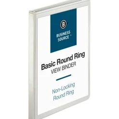 Business Source View 3-Ring Binder, 1/2" Round Rings, White