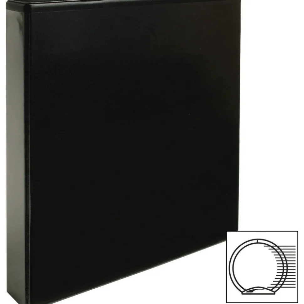 Business Source View 3-Ring Binder, 1 1/2" Round Rings, Black