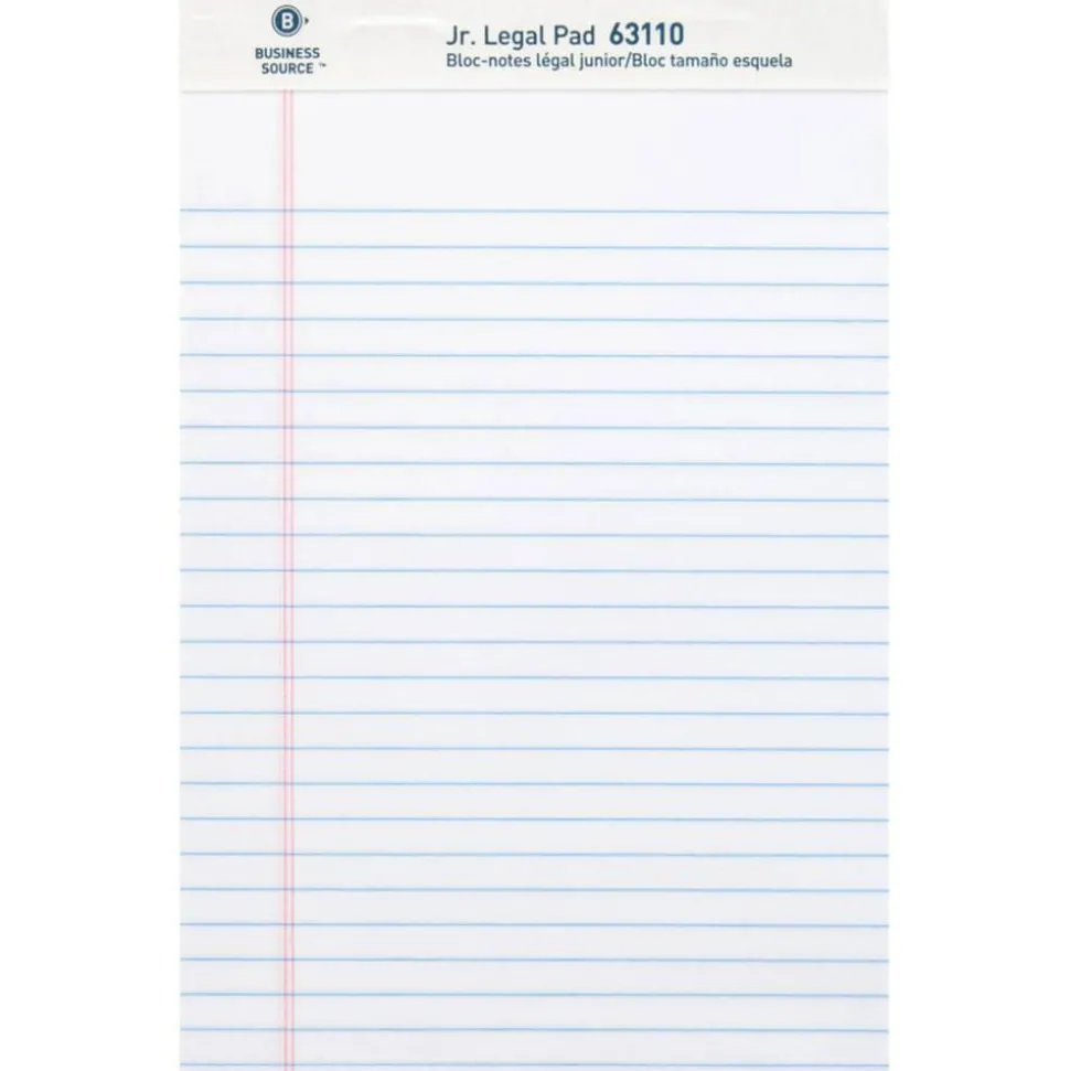Business Source Writing Pads - 50 Sheets - 0.28" Ruled - 16 lb Basis Weight - Jr.Legal - 8"x5" Sheet Size - 63110