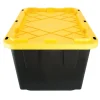 by GreenMade Professional Storage Tote With Handles/Snap Lid, 27 Gallon, 30-1/10" x 20-1/4" x 14-3/4", Black/Yellow, Pack Of 4