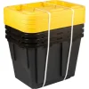 by Greenmade Professional Storage Totes, 12-Gallon, Black/Yellow, Pack Of 4 Totes
