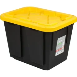 by Greenmade Professional Storage Totes, 12-Gallon, Black/Yellow, Pack Of 4 Totes