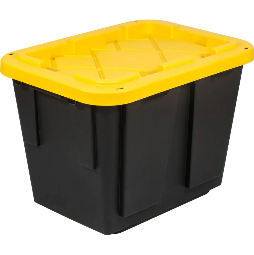 by Greenmade Professional Storage Totes, 12-Gallon, Black/Yellow, Pack Of 4 Totes
