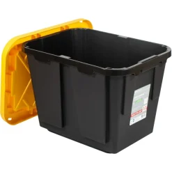 by Greenmade Professional Storage Totes, 12-Gallon, Black/Yellow, Pack Of 4 Totes