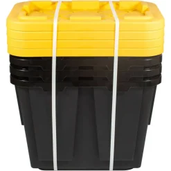 by Greenmade Professional Storage Totes, 12-Gallon, Black/Yellow, Pack Of 4 Totes