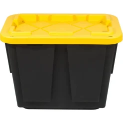 by Greenmade Professional Storage Totes, 12-Gallon, Black/Yellow, Pack Of 4 Totes