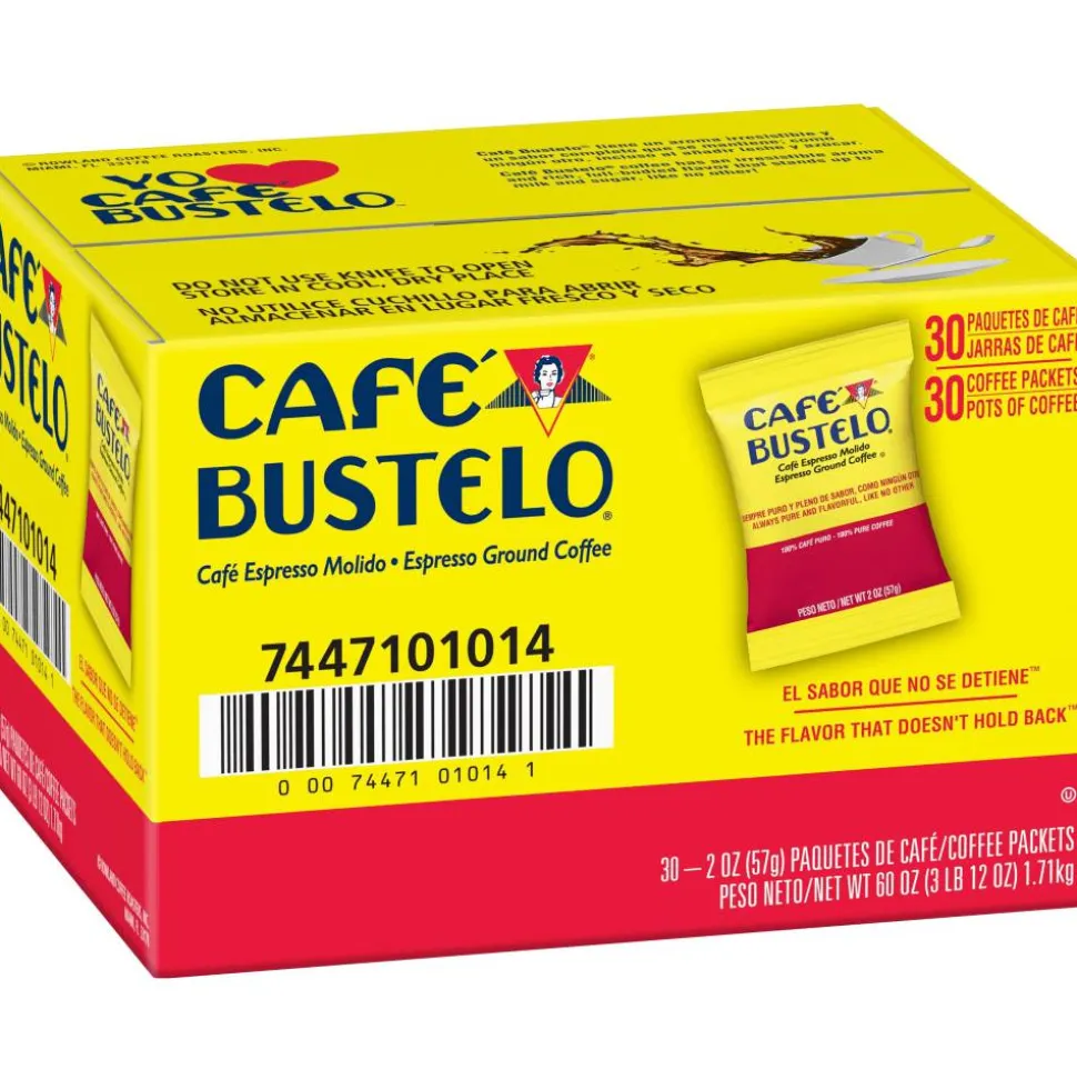 Café Bustelo Espresso Blend Coffee Packs, Dark Roast, Packet Makes 8 Cups, 30 Packs/Carton