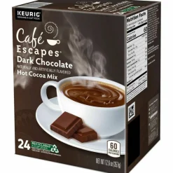 Cafe Escapes Caf Escapes Dark Chocolate Hot Cocoa Single Serve K Cup , Box Of 24