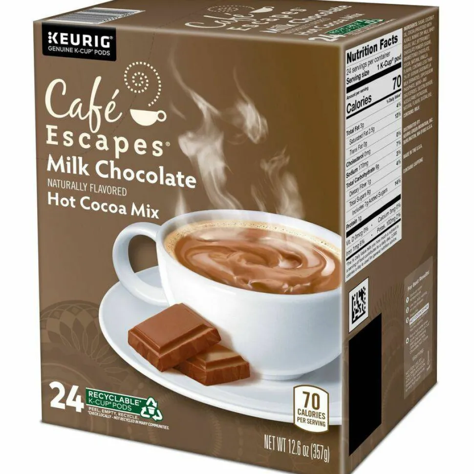 Cafe Escapes Caf Escapes Milk Chocolate Hot Cocoa Single Serve K Cup , Box Of 24