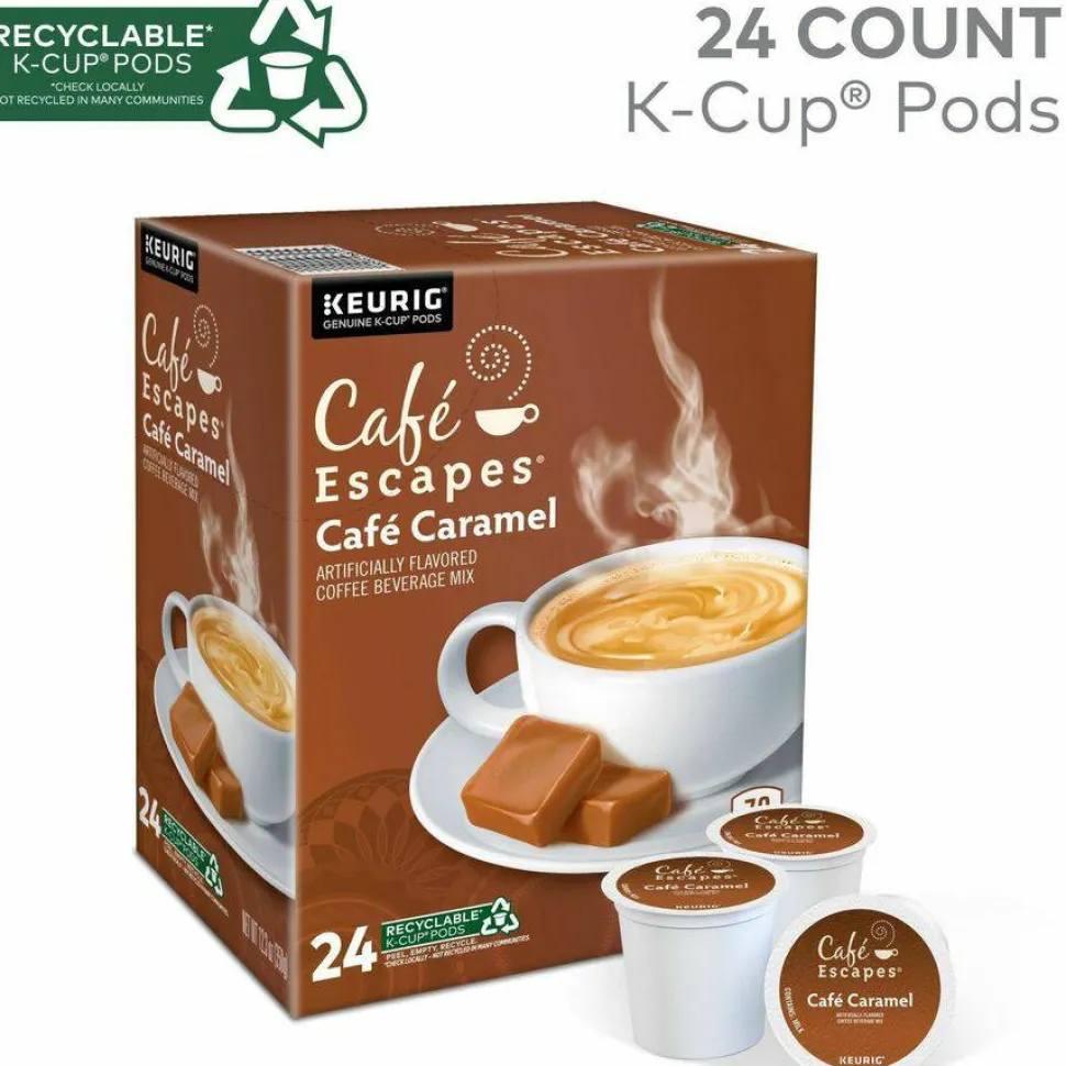 Café Escapes Café Caramel K-Cups, 24/Box
