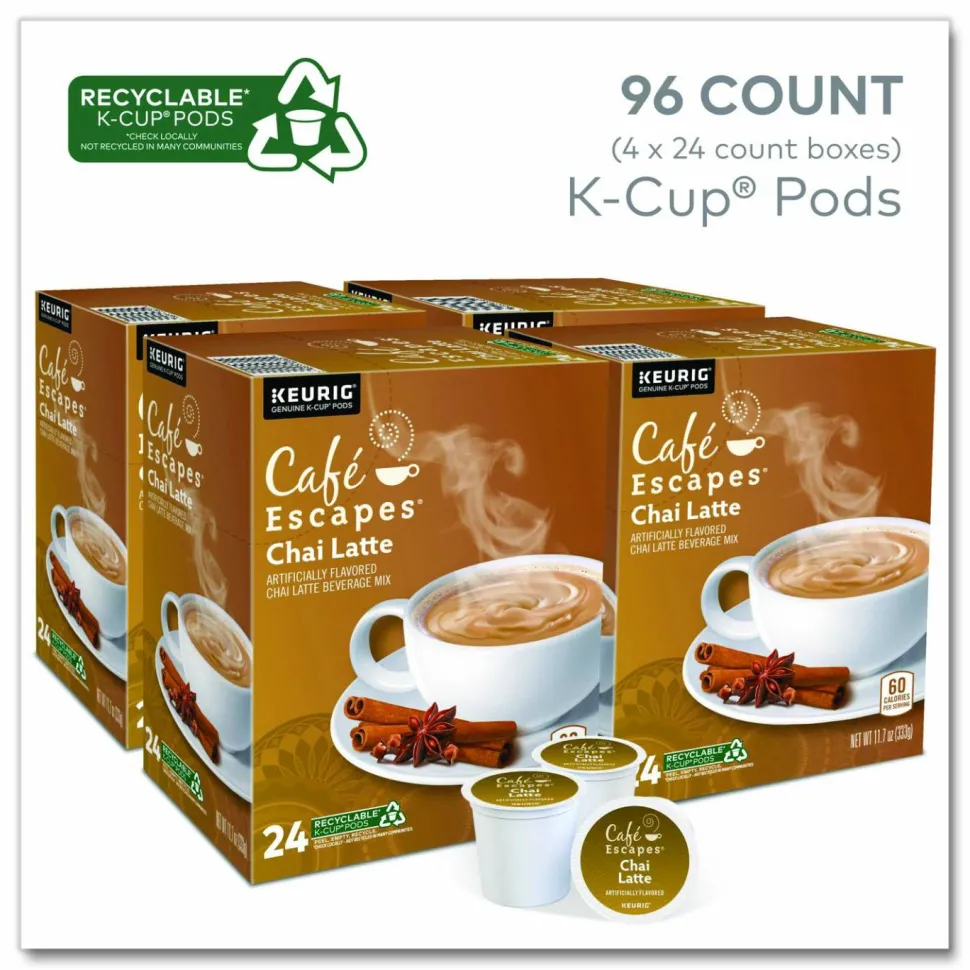 Café Escapes Chai Latte K-Cups, 96/Carton
