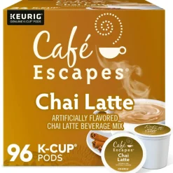 Café Escapes Chai Latte Keurig Single-Serve K-Cup Pods, 24 Pods Per Pack, Case Of 4 Packs
