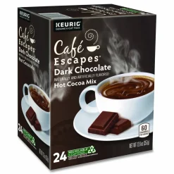Café Escapes Dark Chocolate Hot Cocoa K-Cups, 24/Box, 4 Box/Carton