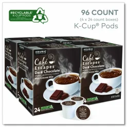 Café Escapes Dark Chocolate Hot Cocoa K-Cups, 24/Box, 4 Box/Carton