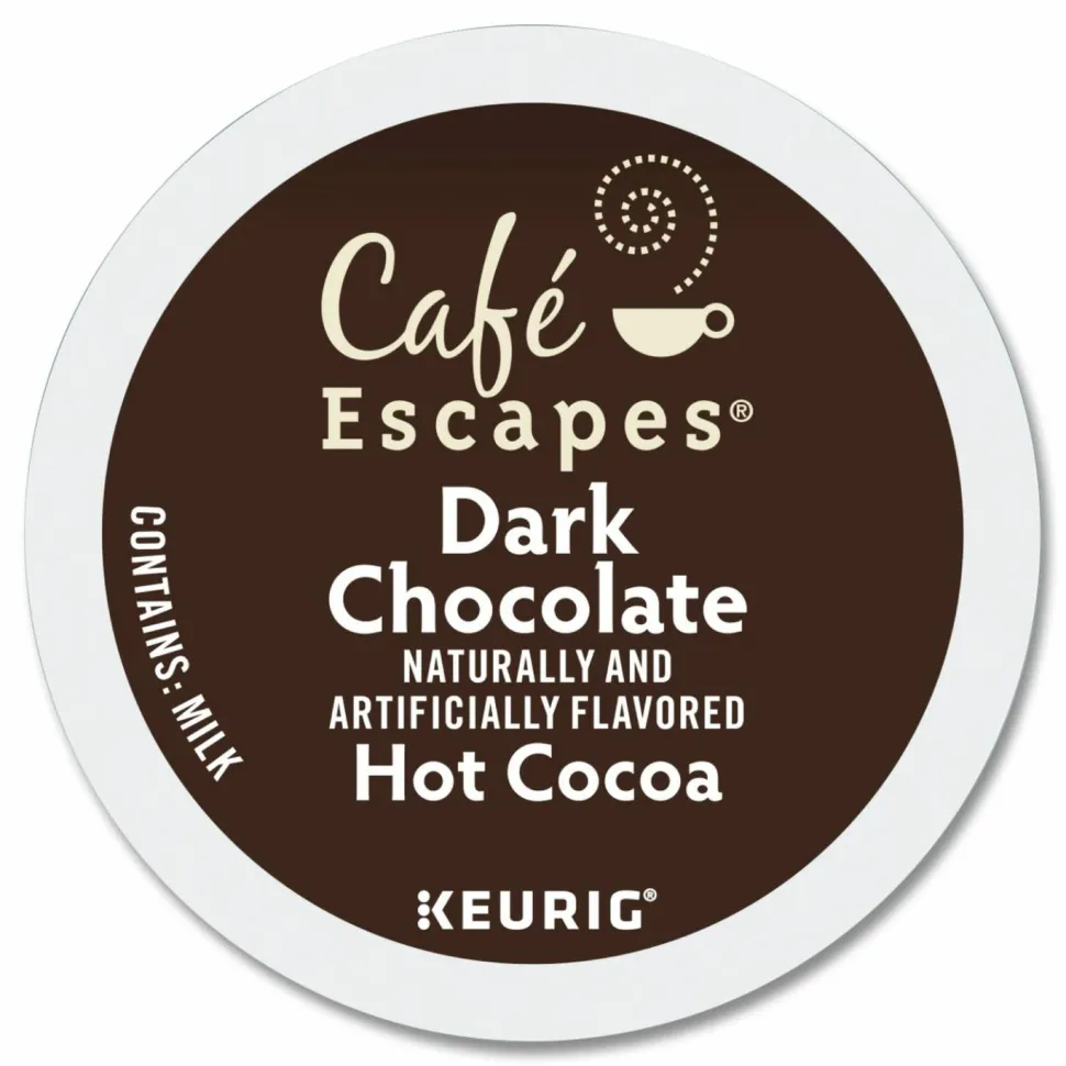 Café Escapes Dark Chocolate Hot Cocoa K-Cups, 24/Box, 4 Box/Carton