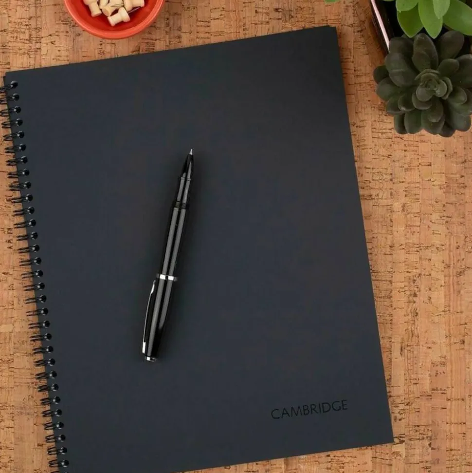 Cambridge Limited 30% Recycled Business Notebook, 8 1/4" x 11", 1 Subject, Wide Ruled, 80 Sheets, Black (06064)