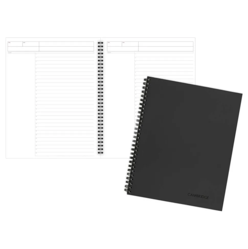 Cambridge Limited 30% Recycled Business Notebook, 8 1/4" x 11", 1 Subject, Wide Ruled, 80 Sheets, Black (06064)