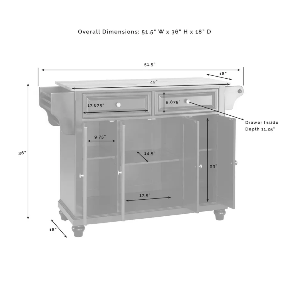 Cambridge Granite Top Full Size Kitchen Island/Cart