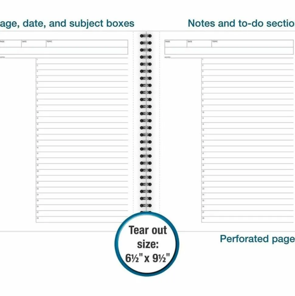Cambridge Limited QuickNotes Action Planner Legal Pad, 7 1/2" x 9 1/2", 30% Recycled, Black, 80 Sheets, Undated Calendar
