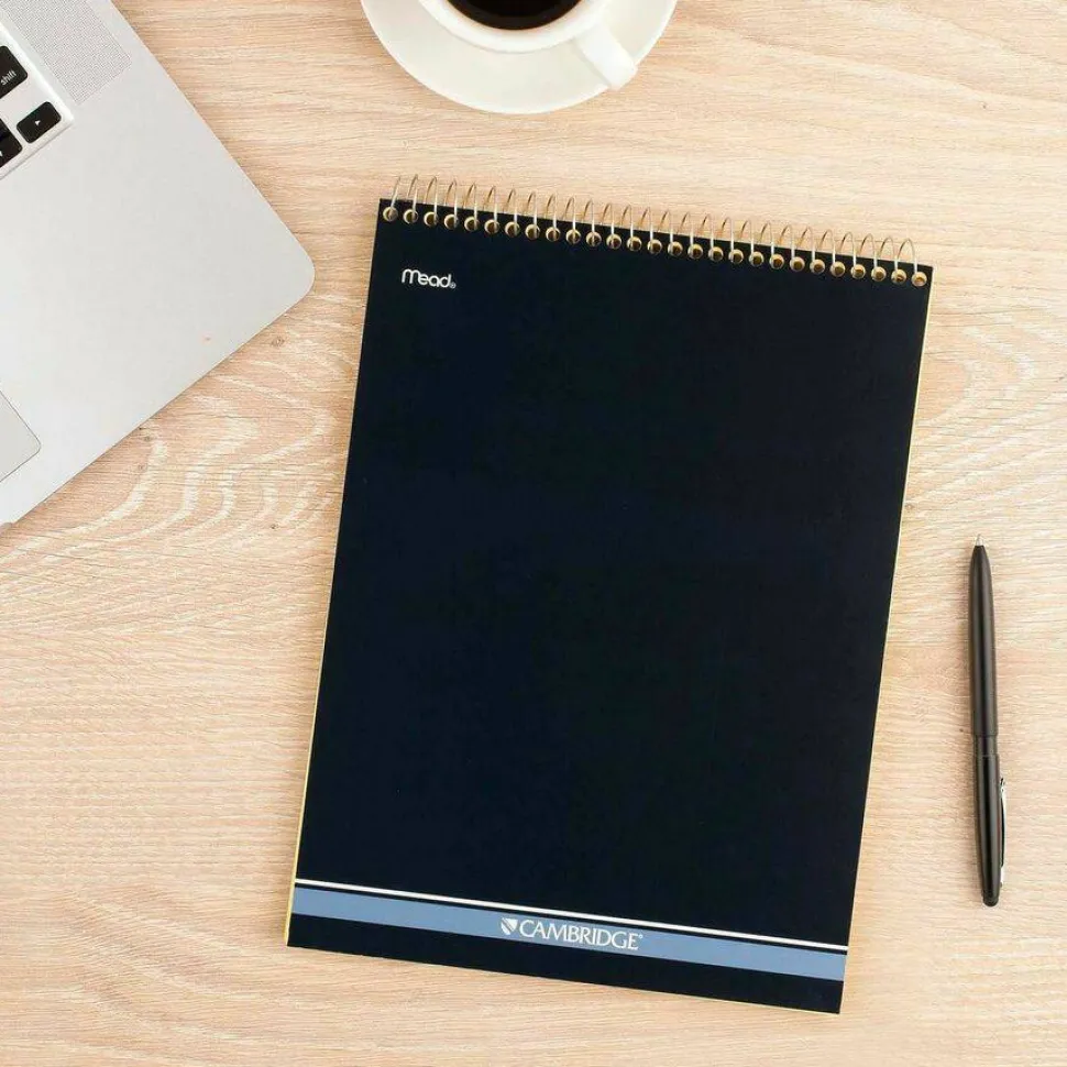 Cambridge Stiff-Back Wire Bound Notebook, 8-1/2" x 11-3/4", Legal Ruled, 70 Sheets, Canary/Blue